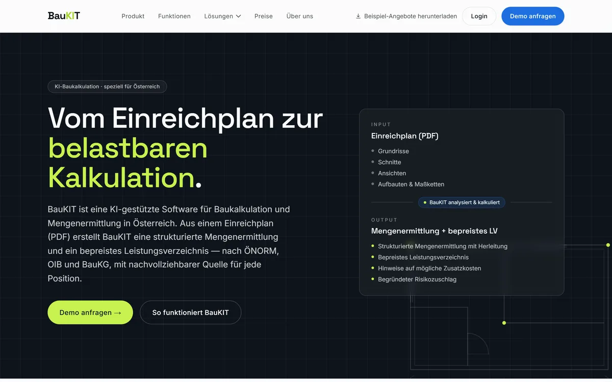 Screenshot der BauKIT-Plattform von Devion