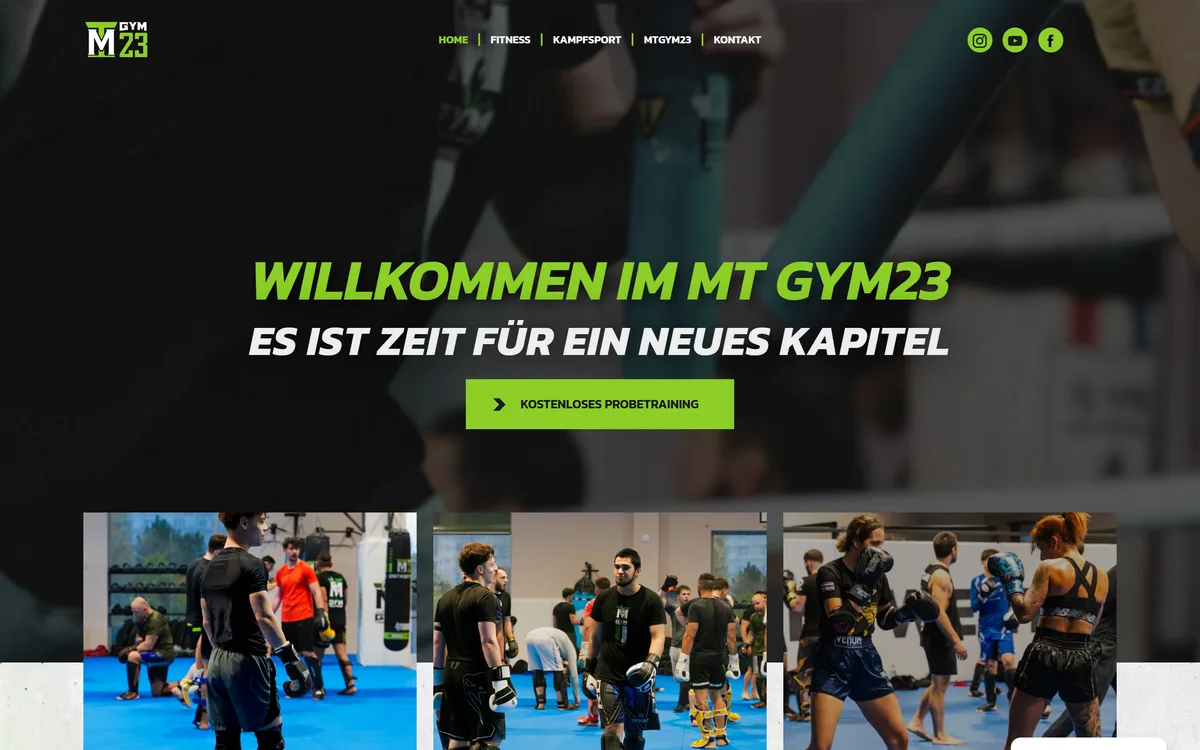 Screenshot der MT Gym23-Website von Devion