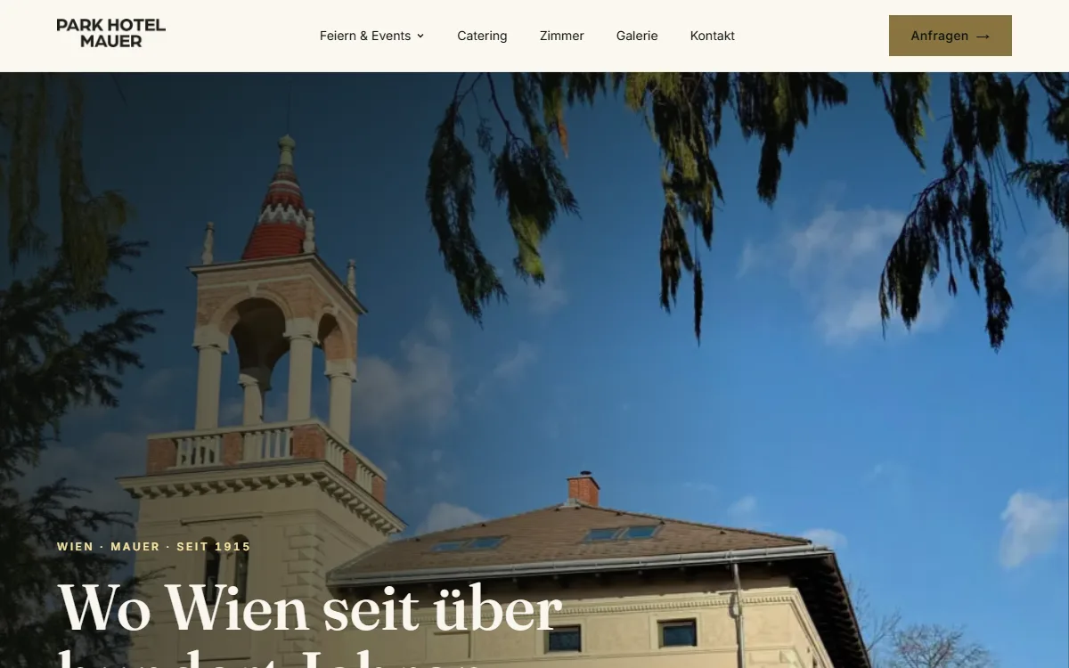 Website von Park Hotel Mauer, Eventlocation, Wien-Mauer