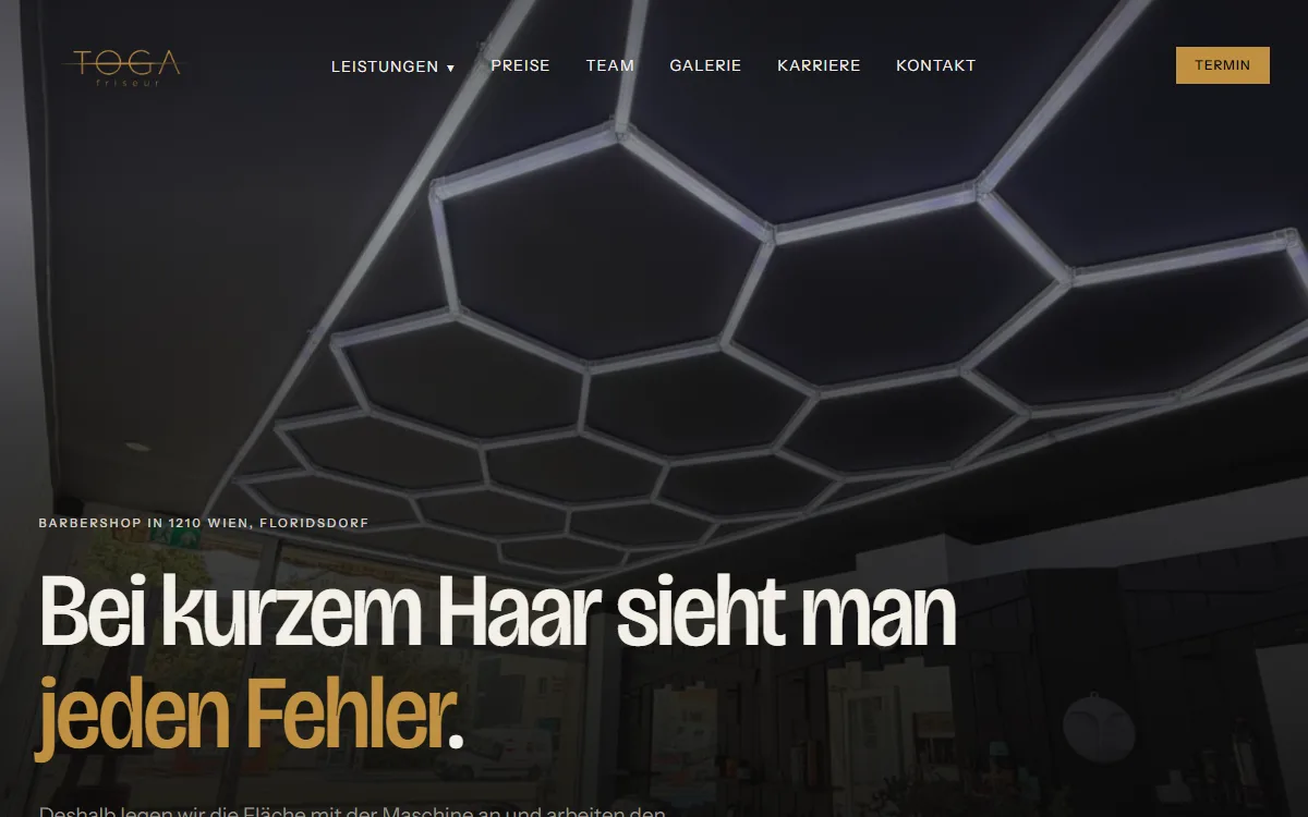 Website von TOGA Friseur, Barbershop, Wien-Floridsdorf