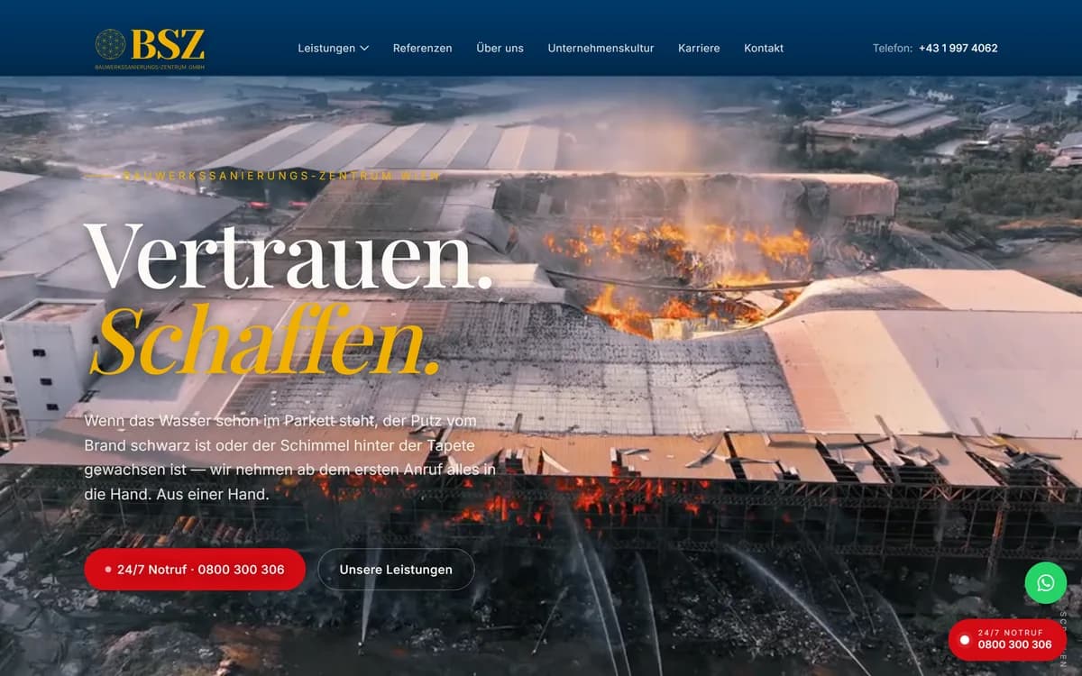 Website-Screenshot des Projekts BSZ von Devion