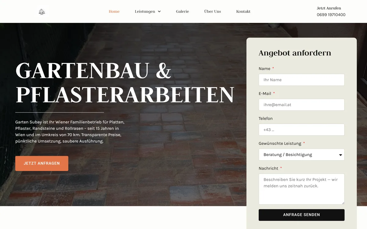 Website-Screenshot des Projekts Garten Subay von Devion