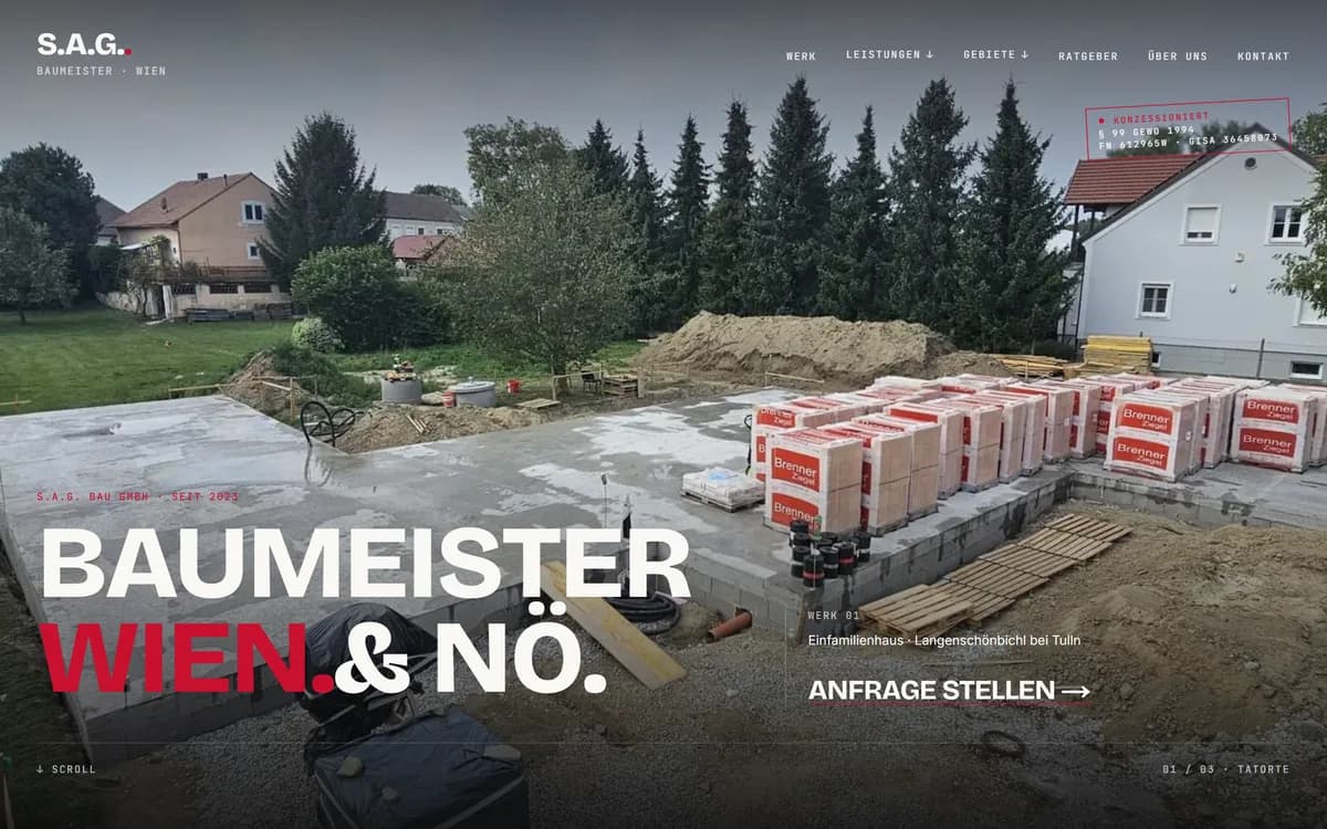 Website-Screenshot des Projekts S.A.G. Bau von Devion